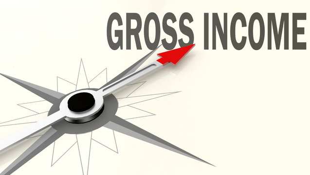 Gross Income Word On Compass With Red Arrow