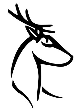 recommend clip art: Deer. Stylized deer head for christmas decorations. Linear deer head sign for logo. Deer logo.