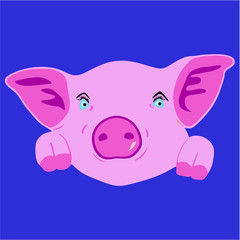 cute pig face vector silhouette