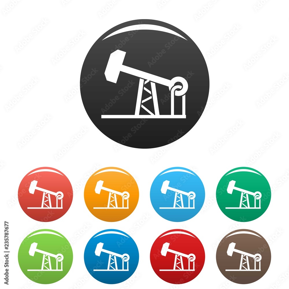 Poster petrol extract icons set 9 color vector isolated on white for any design