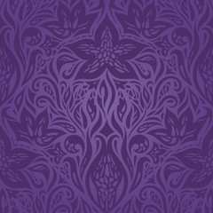 Violet purple Floral  vintage seamless pattern background design 