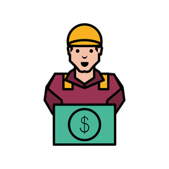 oil industry worker with bill dollar