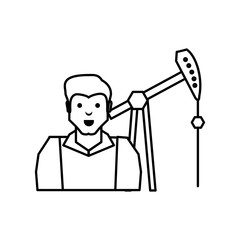 oil excavation drill industry with worker character