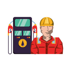 worker character with dispenser service station