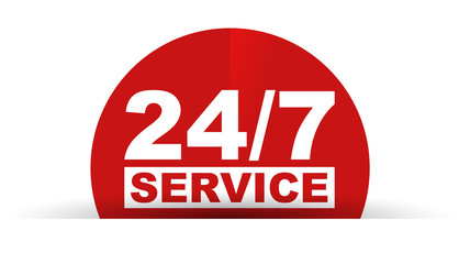 red vector banner 24/7 service