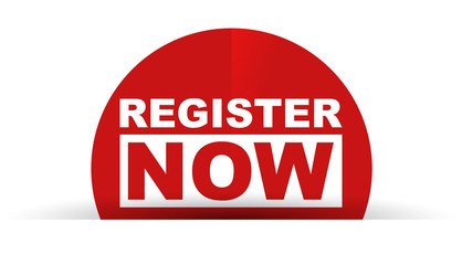 red vector banner register now