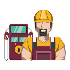 worker character with dispenser service station