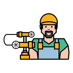 Fototapeta premium pipeline petroleum with worker character