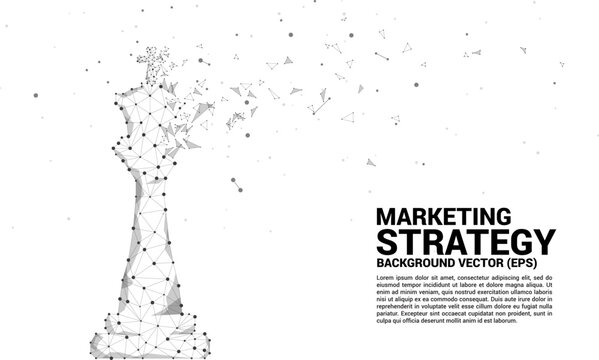 low polygon dot connected line of king chess piece. icon for planning and strategy thinking