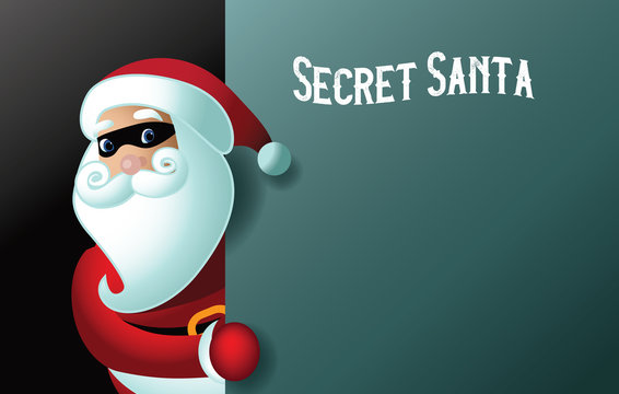 Secret Santa invitation background template with Cartoon Santa Claus and  copy space. EPS 10 vector illustration. Stock Vector | Adobe Stock