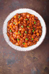 Stewed red beans with carrot in spicy tomato sauce
