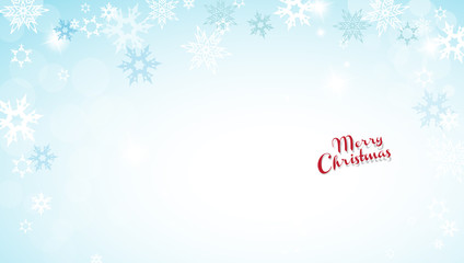 Christmas blue vector background illustration with snowflakes and Merry Christmas text