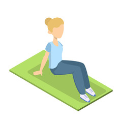 Fototapeta premium Girl doing crunches in the gym. Belly burn