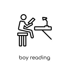 Boy Reading icon. Trendy modern flat linear vector Boy Reading icon on white background from thin line Activity and Hobbies collection
