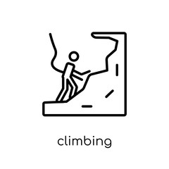 Climbing icon. Trendy modern flat linear vector Climbing icon on white background from thin line Activity and Hobbies collection