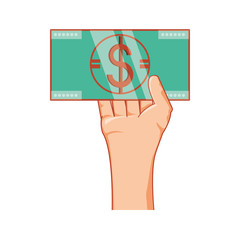 Fototapeta premium hand with bill dollar money isolated icon