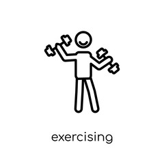 Exercising icon. Trendy modern flat linear vector Exercising icon on white background from thin line Activity and Hobbies collection