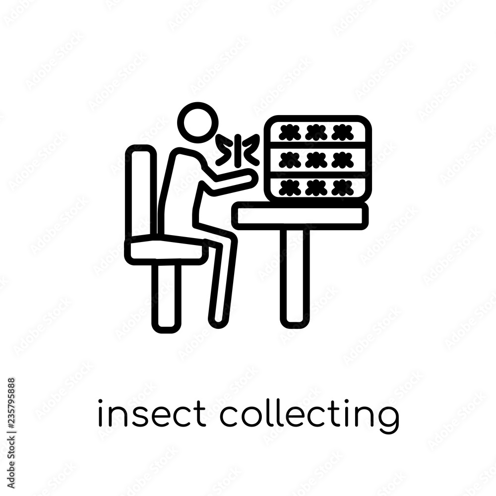 Poster insect collecting icon. trendy modern flat linear vector insect collecting icon on white background 