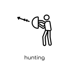 Hunting icon. Trendy modern flat linear vector Hunting icon on white background from thin line Activity and Hobbies collection