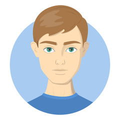 Portrait of young man. Beautiful handsome boy avatar