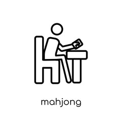 Mahjong icon. Trendy modern flat linear vector Mahjong icon on white background from thin line Activity and Hobbies collection