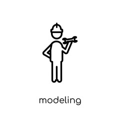 Modeling icon. Trendy modern flat linear vector Modeling icon on white background from thin line Activity and Hobbies collection