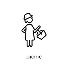 Picnic icon. Trendy modern flat linear vector Picnic icon on white background from thin line Activity and Hobbies collection
