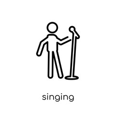 Singing icon. Trendy modern flat linear vector Singing icon on white background from thin line Activity and Hobbies collection