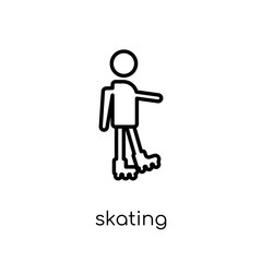 Skating icon. Trendy modern flat linear vector Skating icon on white background from thin line Activity and Hobbies collection