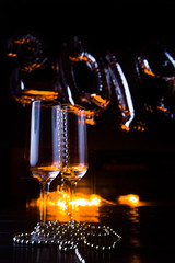 New Years Eve celebration conceptual photo,with two champagne glass, in the background 2019 made with inflatbale ballons.