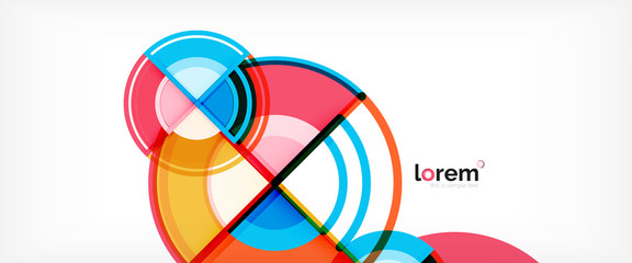 Circle abstract background, bright colorful round geometric shapes