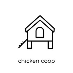 chicken coop icon. Trendy modern flat linear vector chicken coop icon on white background from thin line Agriculture, Farming and Gardening collection, outline vector illustration