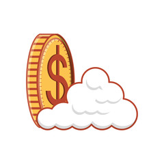 coin dollar with cloud computing