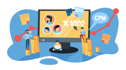 CPM concept. Cost per mille. Advertising and business promotion