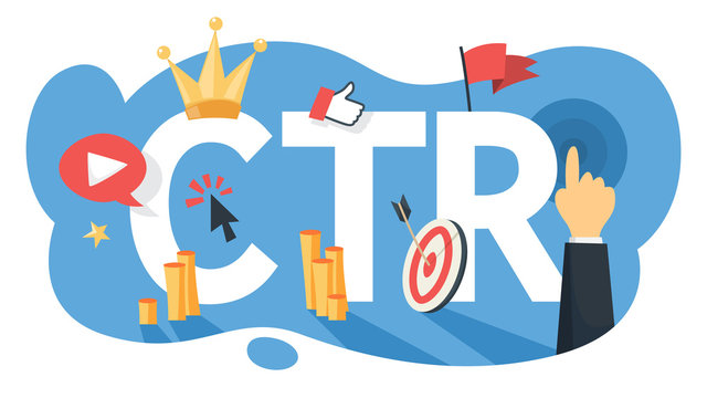 CTR acronym for click through rate. Internet campaign