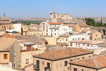 a view of Toledo city with typical houses, Castilla La Mancha, Spain