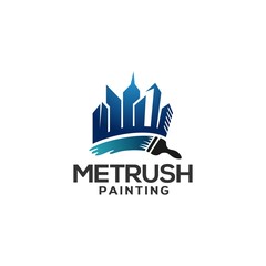 Fototapeta premium Building and Paint brushes for Real Estate or Painting logos with vector files
