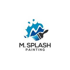 Splashing Paint shaped Letter M for Painting logos with vector files