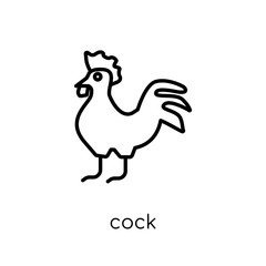 Cock icon. Trendy modern flat linear vector Cock icon on white background from thin line animals collection