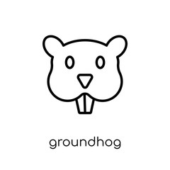 Groundhog icon. Trendy modern flat linear vector Groundhog icon on white background from thin line animals collection