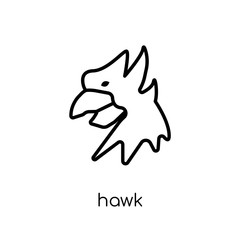 Hawk icon. Trendy modern flat linear vector Hawk icon on white background from thin line animals collection