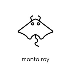 Manta ray icon. Trendy modern flat linear vector Manta ray icon on white background from thin line animals collection