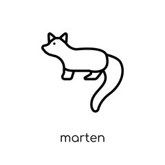 Marten icon. Trendy modern flat linear vector Marten icon on white background from thin line animals collection