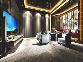 3d render home cinema room
