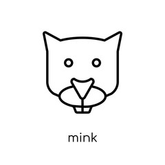 Mink icon. Trendy modern flat linear vector Mink icon on white background from thin line animals collection