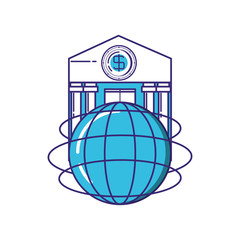 bank building with sphere planet