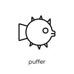 Puffer icon. Trendy modern flat linear vector Puffer icon on white background from thin line animals collection