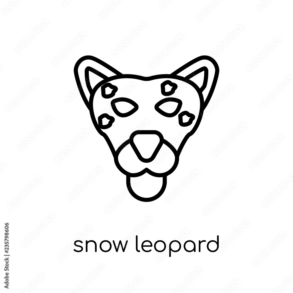 Aufkleber snow leopard icon. trendy modern flat linear vector snow leopard icon on white background from thin 