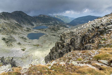 Landscape with fog over Musalenski lakes,  Rila mountain, Bulgaria