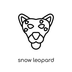 Fototapeta premium Snow leopard icon. Trendy modern flat linear vector Snow leopard icon on white background from thin line animals collection